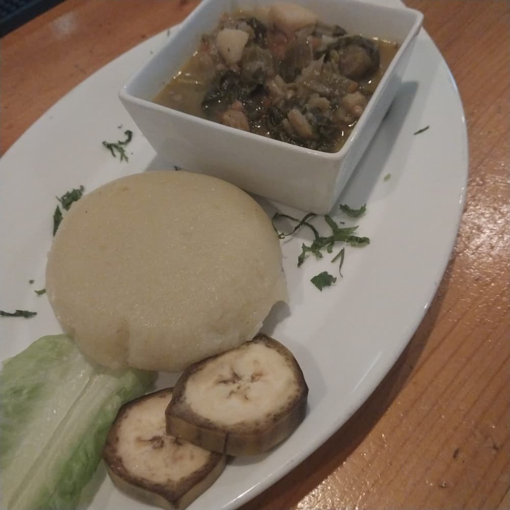 🇬🇭 Vegetarian Okra soup with Fufu 🇬🇭 - Ghana picture