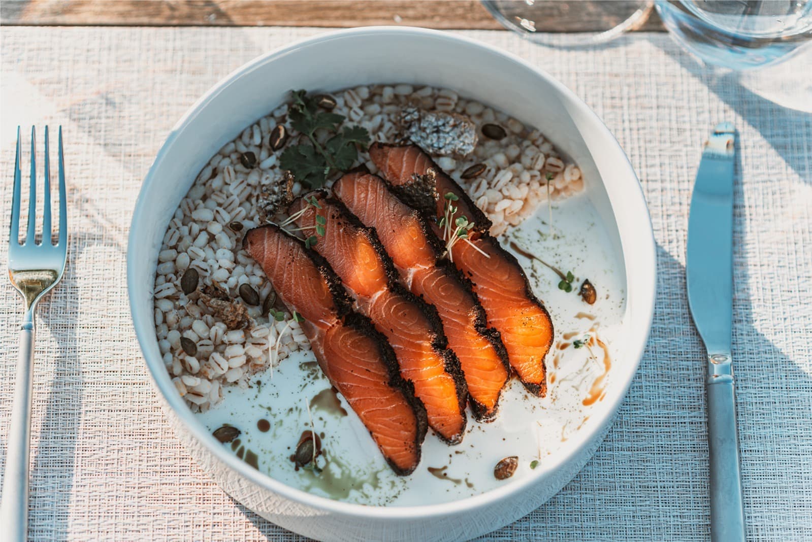 Espresso cured salmon tataki Image